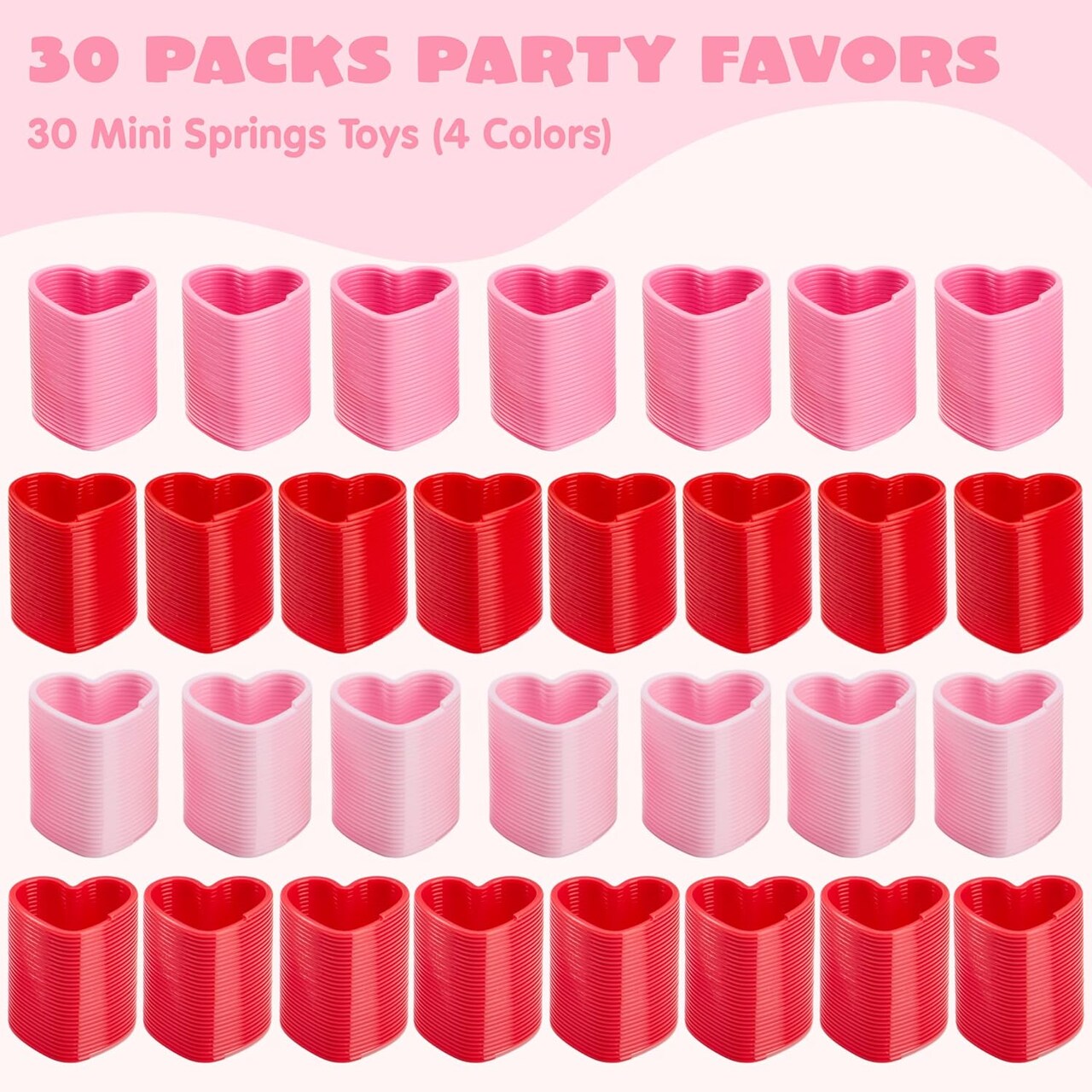 30 Packs Valentine’s Day Party Favors with Mini Springs Toys, Multi-Color Heart Coil Springs Toys, Stress Relief Fidget Toys for Kids Classroom Exchange, School Prize and Goodie Bag Stuffers